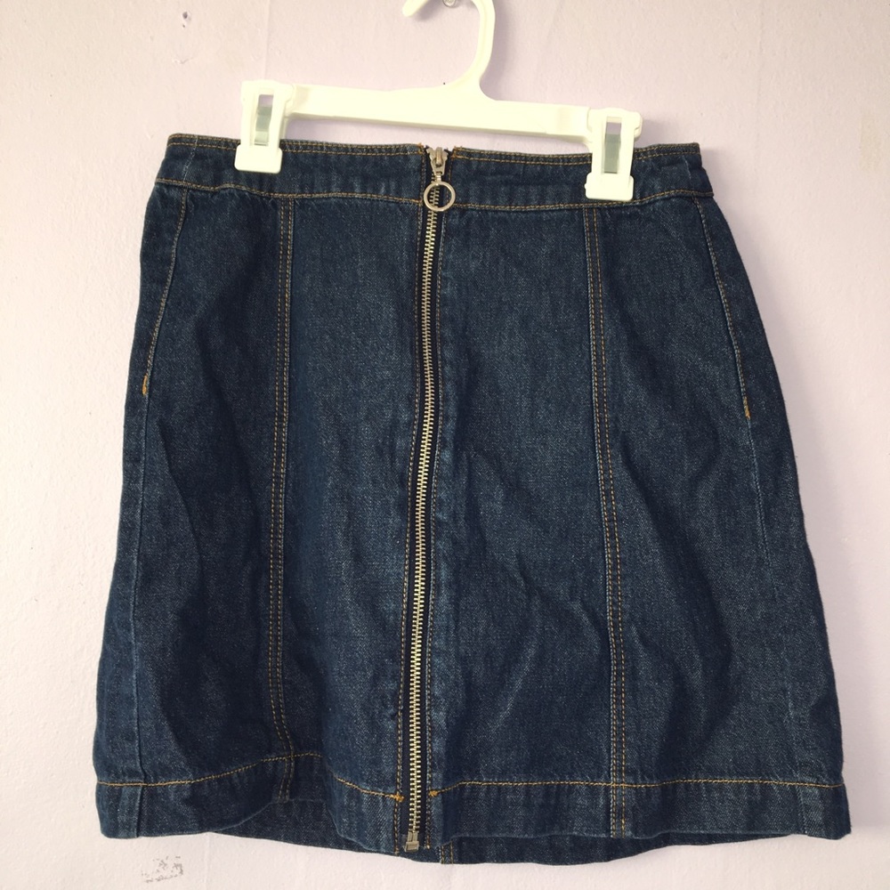 H&M Navy Zip-Up Denim Skirt